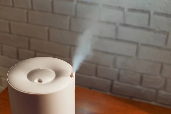 Humidifier menyebarkan uap ke ruang tamu — Stok Foto