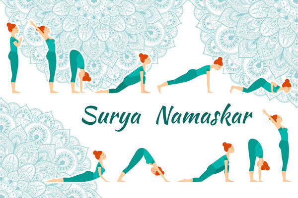 Surya Namaskar yoga complex sun salutation