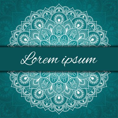 Bir çiçek tribal desenli güzel etnik mandala kartıyla