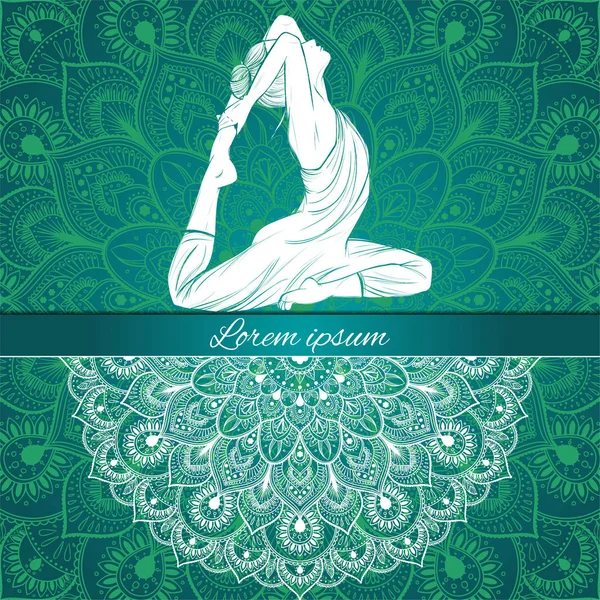 Yoga poz çizilmiş, etnik köken, vektör üzerinde güzel kadın