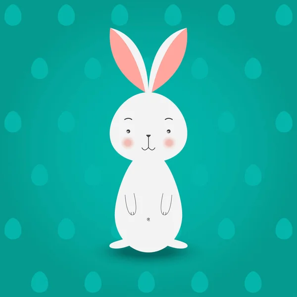Bunny on turquoise eggs background, vector illustration. — Stock Vector