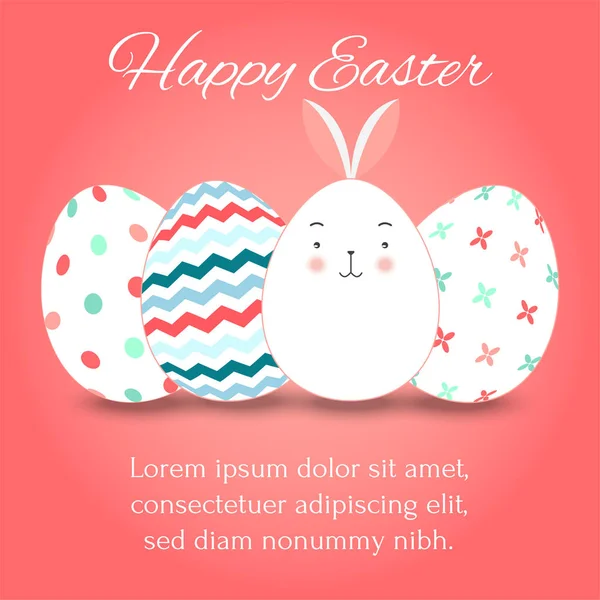 Paskalya yumurtası toplama ve bunny pembe, vektör çizim ayarla.