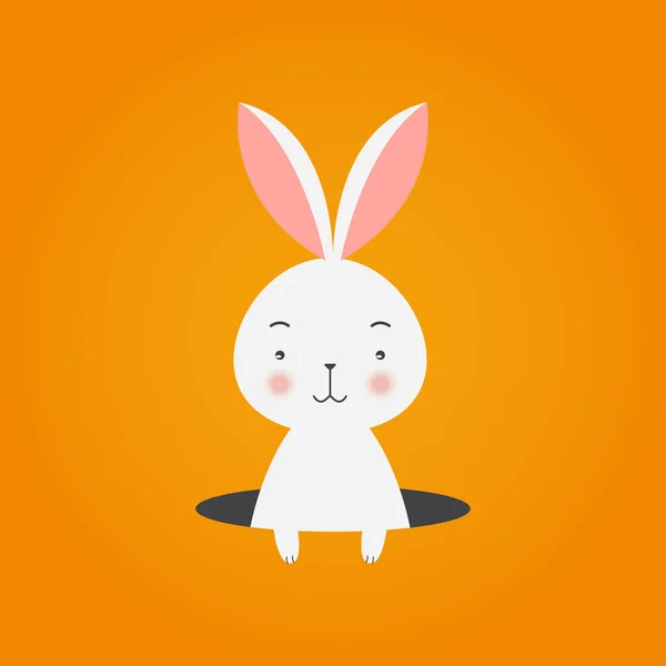 Tavşan deliğe turuncu arka plan, vektör çizim üzerinde.