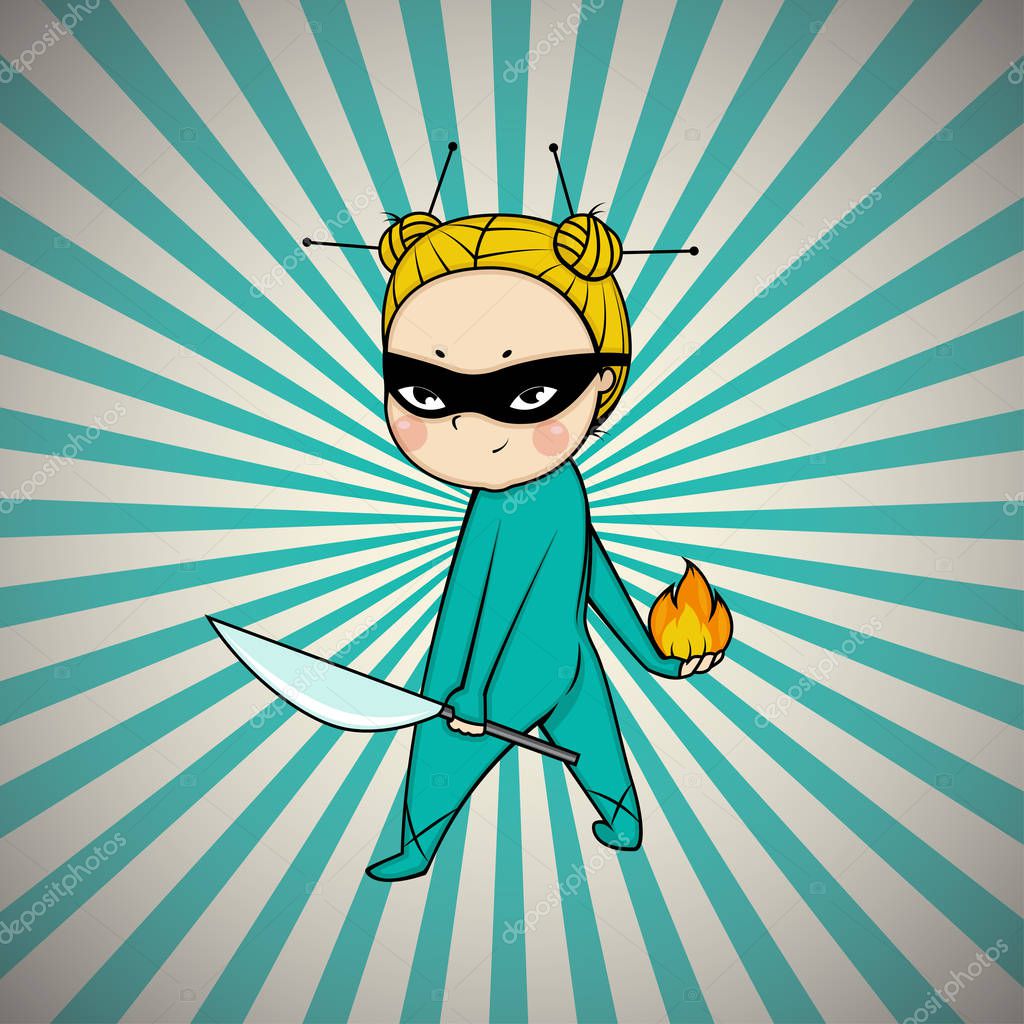 Super hero chef of japanese cuisine, comics art