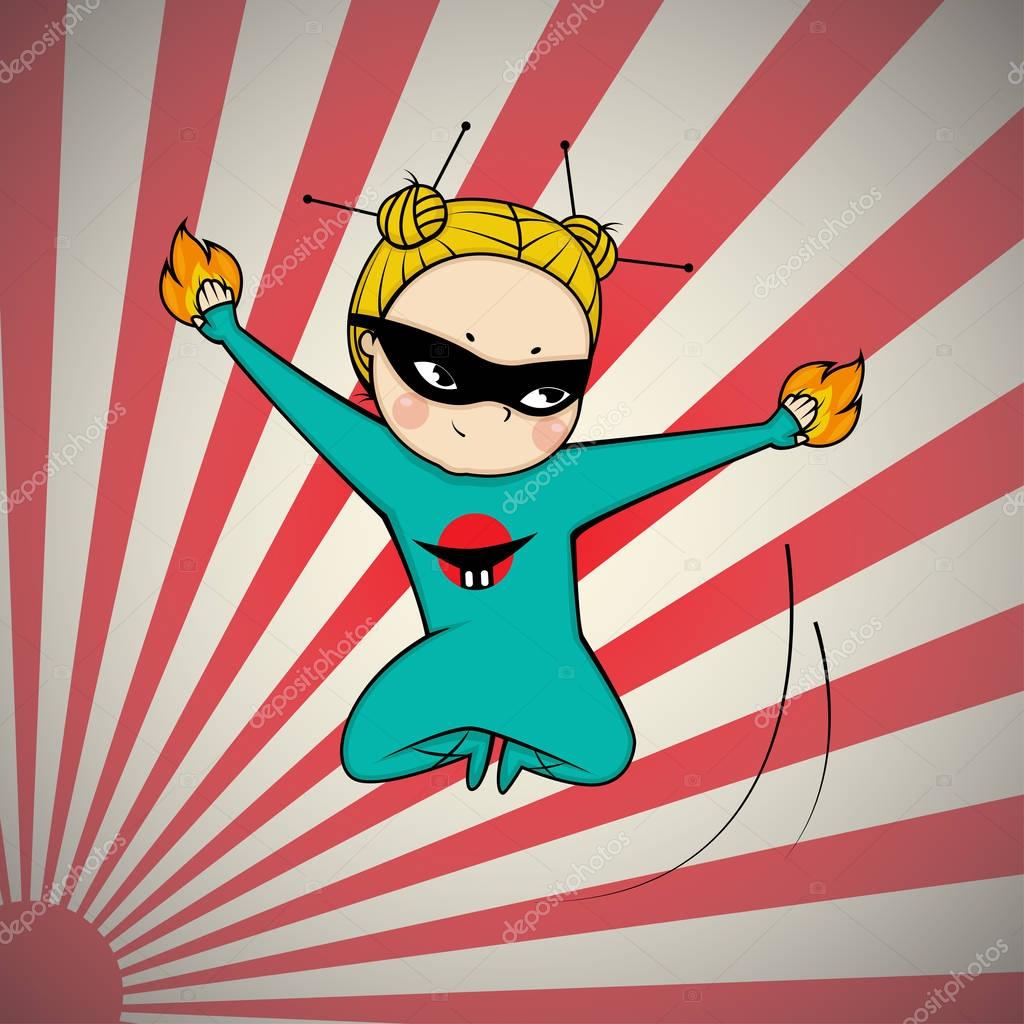 Super hero chef of japanese cuisine, comics art