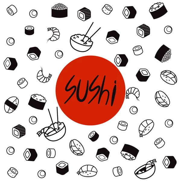 Japonya gıda menü Restoran. Asya gıda poster. Üstten Görünüm çerçeve vektör çizim.