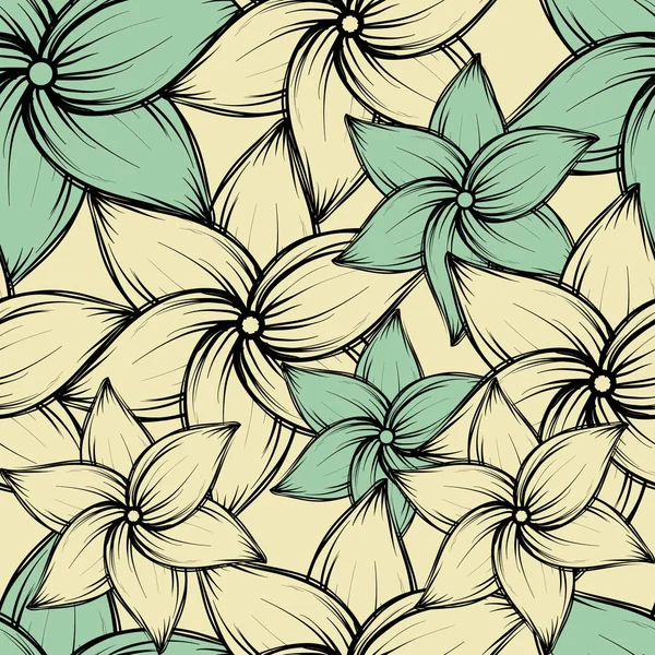 Fond tropical sans couture de l’été avec des fleurs exotiques, illustration vectorielle. — Image vectorielle
