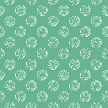 Vektör arka plan. Sorunsuz yeşil el çizilmiş daireler desen.