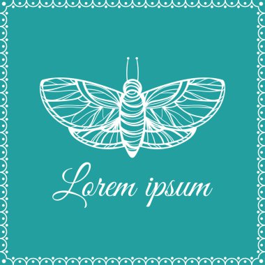 Elle çizilmiş kelebek. Stil logo doodle. Çerçevede.