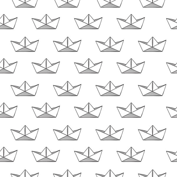 Абстрактный фон простой векторной бесшовный паттерн с бумаги оригами корабли.