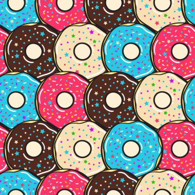 Seamless modeli. Vektör. Renkli donut