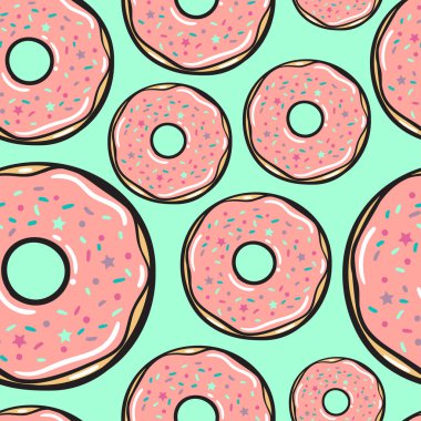 Seamless modeli. Vektör. Hassas frambuazlı çörek