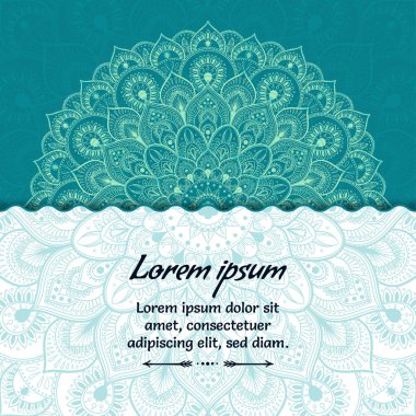 Bir çiçek tribal desenli güzel etnik mandala kartıyla