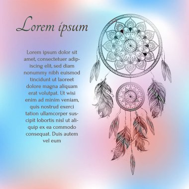 Degrade arka plan üzerinde Dreamcatcher illüstrasyon vektör.