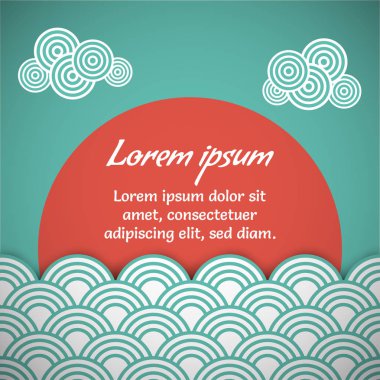 Sunrise soyut origami tasarımı kartpostal, vektör.