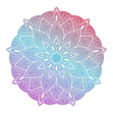 Çiçek mandala. Vintage dekoratif unsur. Beyaz arka plan üzerinde izole süs yuvarlak doodle çiçek.