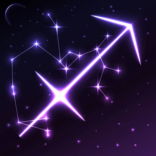 Space symbol of Sagittarius of zodiac and horoscope concept, vector art and illustration. — Stock Vector
