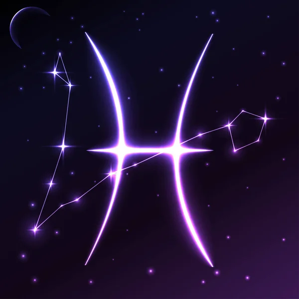 Balık burç ve Astroloji kavramı, vektör sanat ve çizim alanı sembolü.