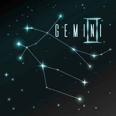 Hava sembolü İkizler burç, Astroloji, vektör sanat ve illüstrasyon.