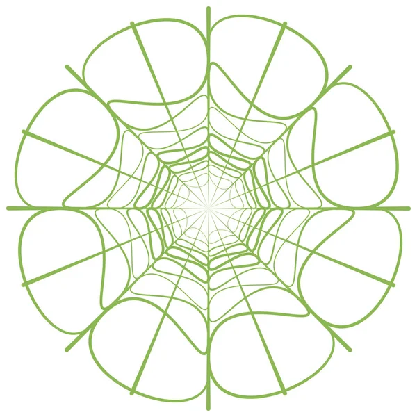 Círculo Verde Web Lineal Abstracto Ilustración Vectorial Con Vegetación Color — Archivo Imágenes Vectoriales