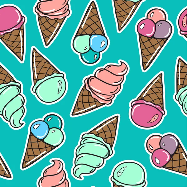 Patrón Sin Costuras Con Helados Dulces Fondo Vectorial Estilo Cómico — Archivo Imágenes Vectoriales