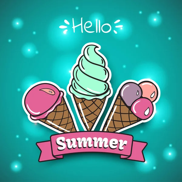 Ice Cream Sommer Emblem Für Logos Plakate Oder Werbung — Stockvektor