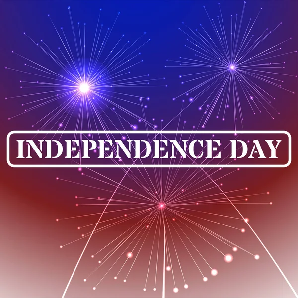 Día de la independencia antecedentes de sello con los colores de la bandera americana y fuegos artificiales. 4 de julio, Ilustración. — Archivo Imágenes Vectoriales