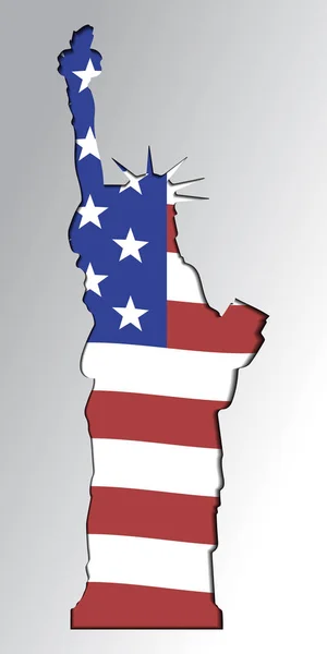 Σιλουέτα του αγάλματος της ελευθερίας στα χρώματα της αμερικανικής σημαίας — Διανυσματικό Αρχείο