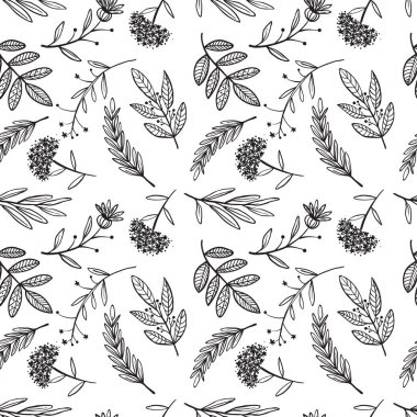 Bitkisel kroki, detoks. Dikişsiz desen tasarım