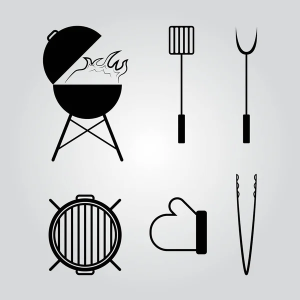 Barbekü araçları Icons set — Stok Vektör