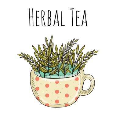 Çay illüstrasyon vektör kartı tasarım el ile çizilmiş. Dekoratif arka plan vintage çay ile mürekkep.