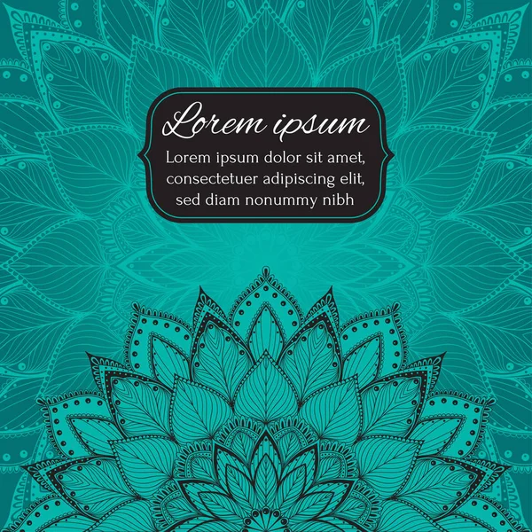 Davetiye, tebrik kartı, tebrik kartı, kartpostal, mandalalı pankart. Çiçek desenli bir desen dizayn et. Mavi tonda vektör illüstrasyonu