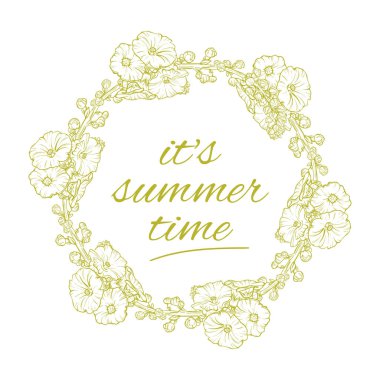 Onun yaz saati çelenk çiçek, izole arka plan, vektör