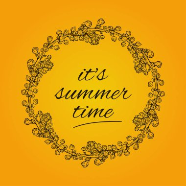 Altın arka plan üzerinde yuvarlak çerçeve kartıyla Vintage vektör yapraklar.