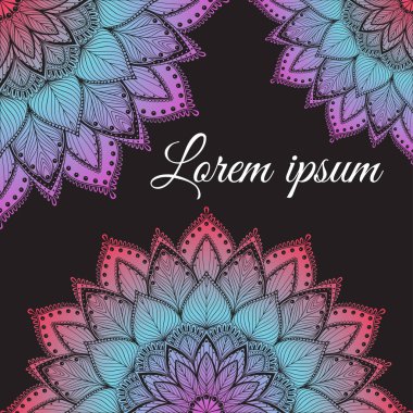 Bir çiçek tribal desenli güzel etnik mandala kartıyla