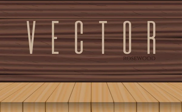 Vector wood table top on rosewood background — Stock Vector