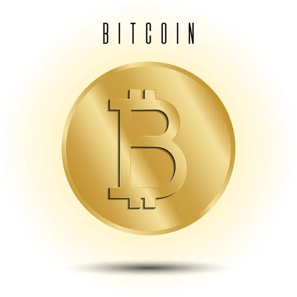 Złote monety z bitcoin znak. Wektor ilustracja na białym tle. — Wektor stockowy