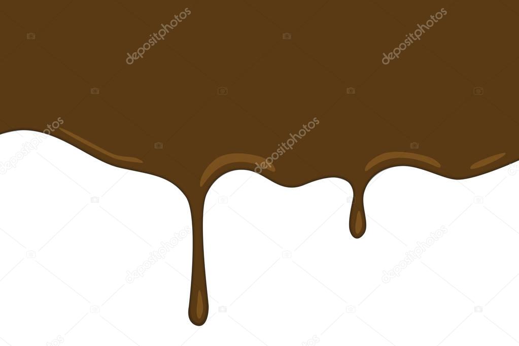 Chocolate flow wave on white background