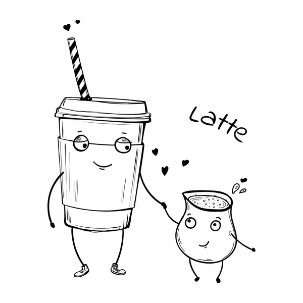 Vektör çizgi film karakterleri, latte krem