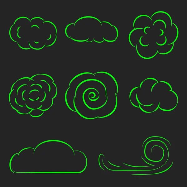 Clouds set line icons vector illustration — Stock Vector