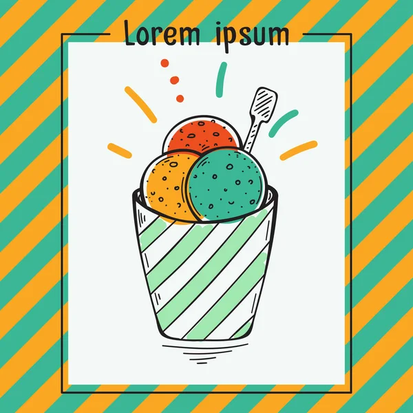 Renkli dondurma topları illüstrasyon