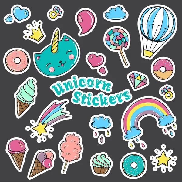 80 'lerden 90' lara kadar moda rozetleri. Vektör illüstrasyonu.