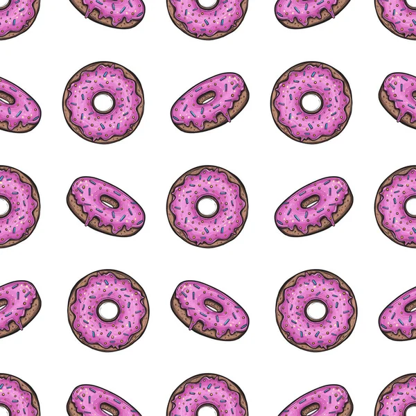 Pembe çörekler beyaz arkaplanda pürüzsüz desen