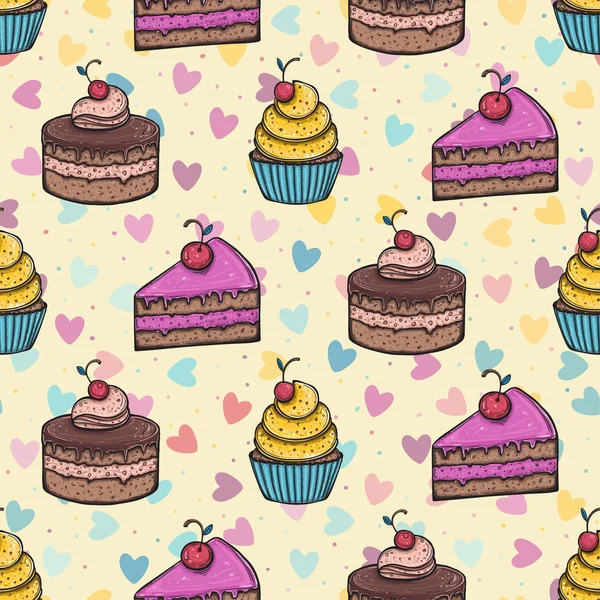 Elle çizilmiş leziz elementlerle güzel, pürüzsüz bir desen.