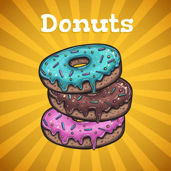 Donutlu pankart, vektör illüstrasyonu, menü tasarımı