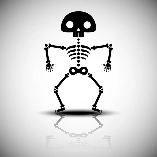 Cartoon Halloween Skeleton Vector Illustration Reflect Background — Stock Vector