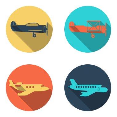 Uçak Simgeleri Düz Tasarım, çeşitli uçak türleri