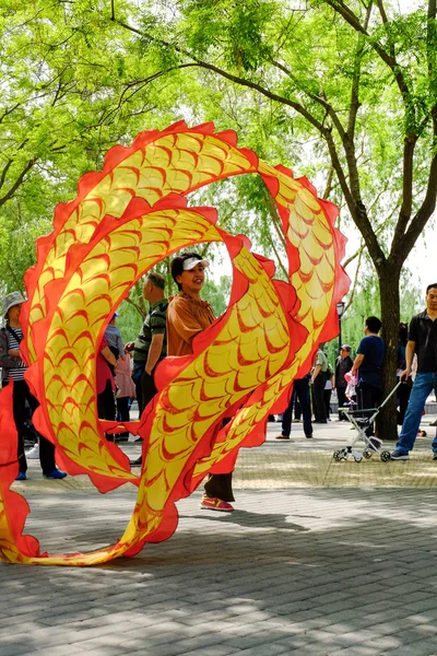 Danza de seda tradicional china en un parque . — Foto de Stock