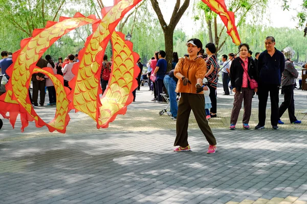 Danza de seda tradicional china en un parque . — Foto de Stock