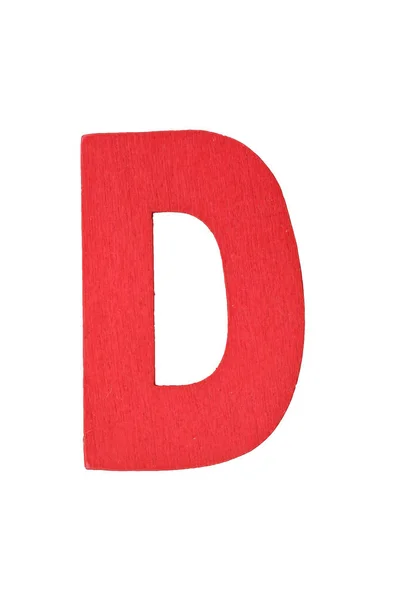 Rode houten letter D — Stockfoto